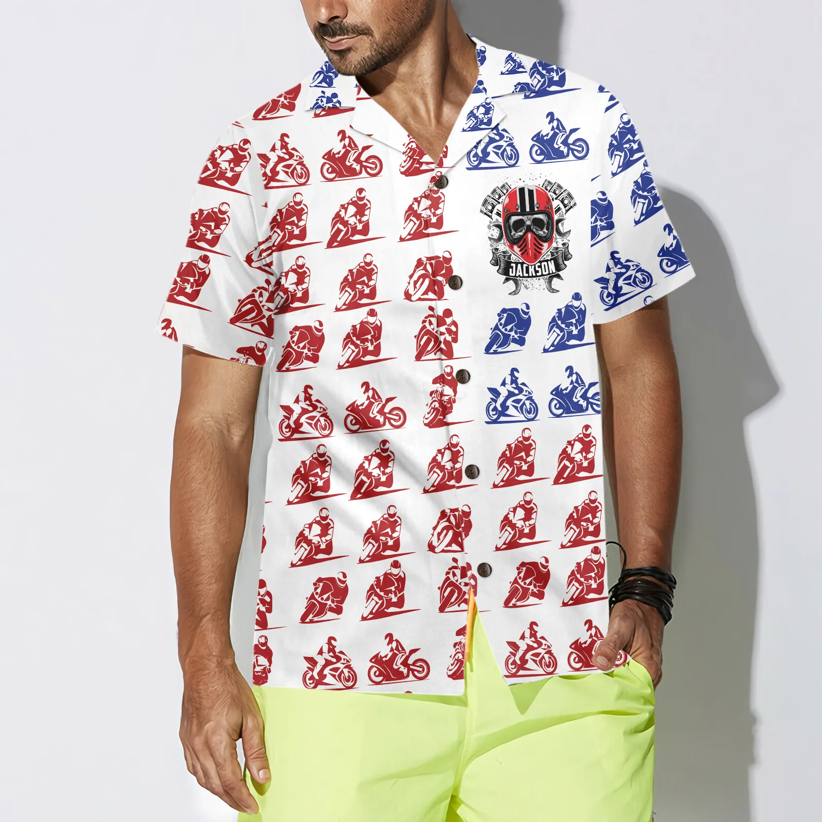 American Skull Motorcycle Custom Hawaiian Shirt