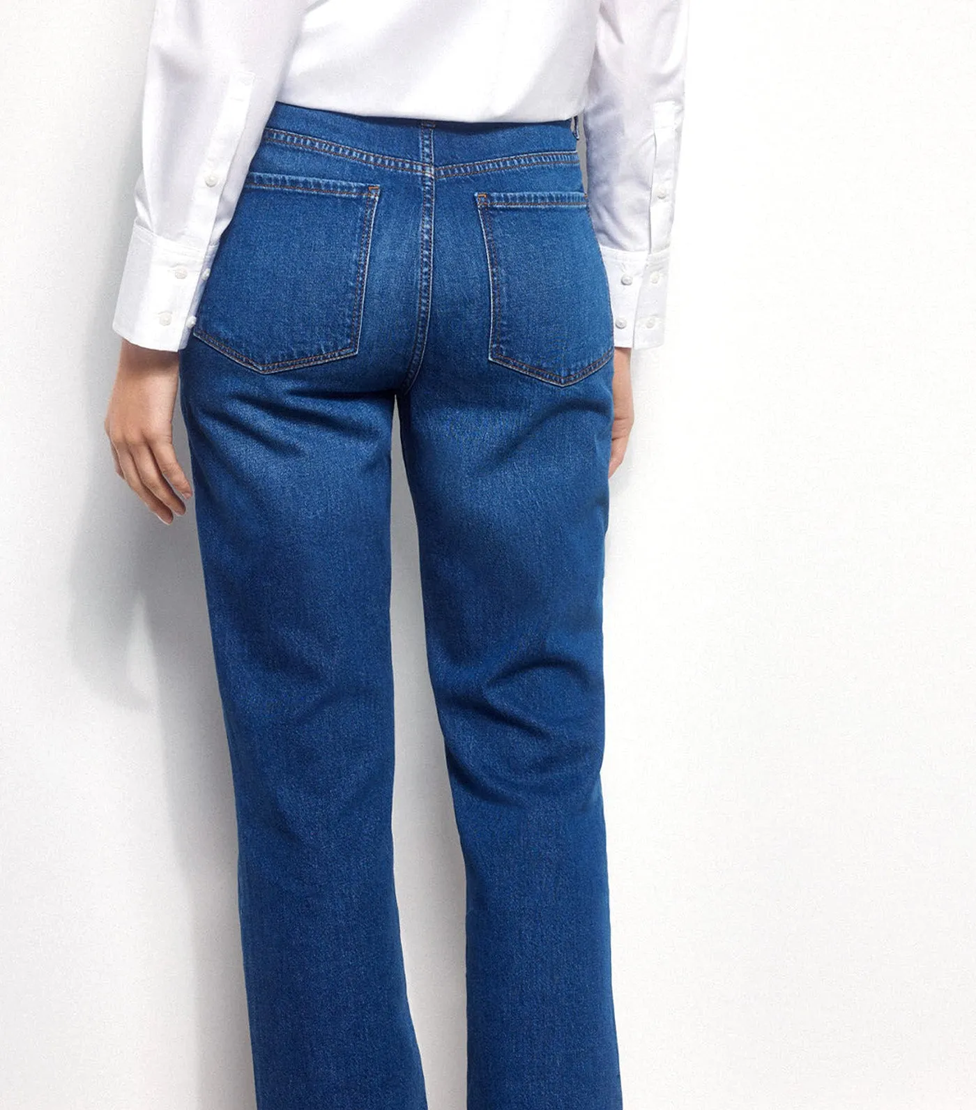 Basic Straight Denim Trousers Blue