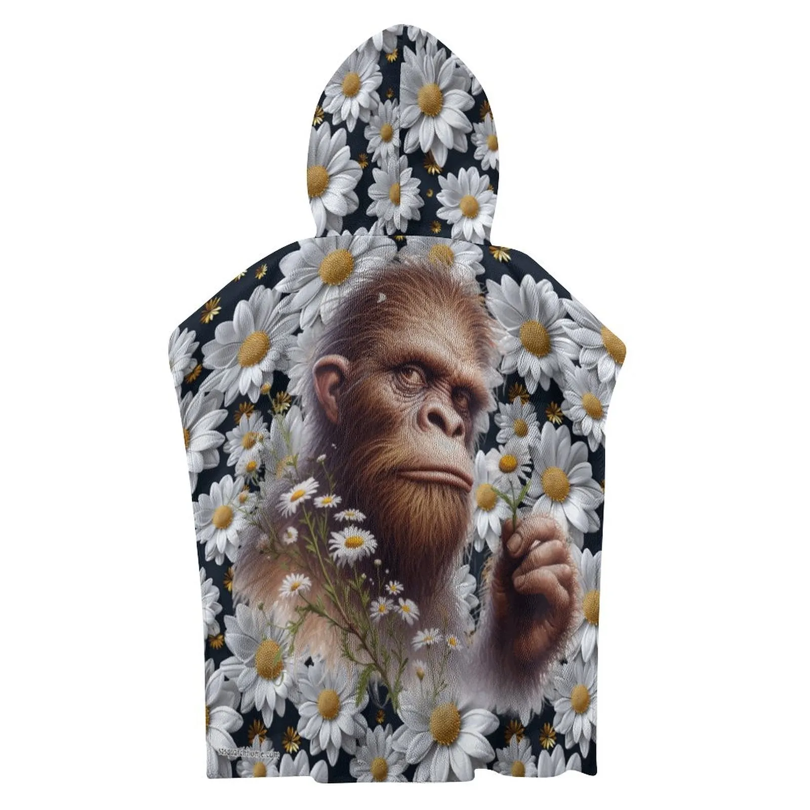 Bigfoot, Sasquatch, Daisies, Hooded Terry Cloth Pullover Towel for Kids, Children