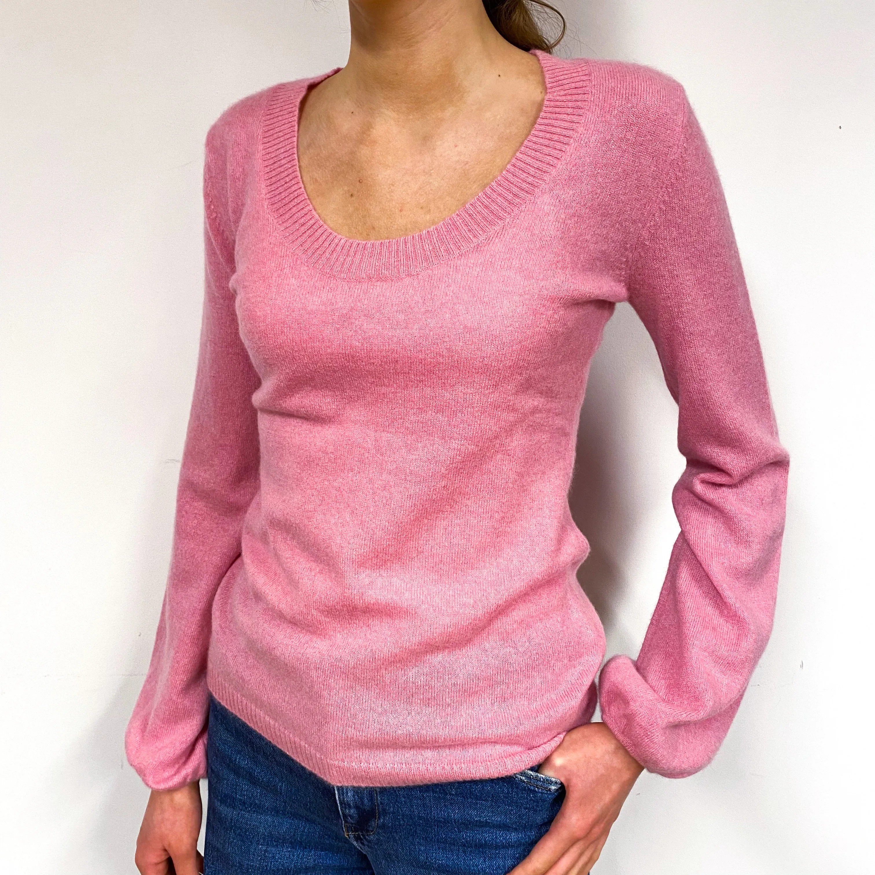 Bubblegum Pink Cashmere Scoop Neck Jumper Extra Small