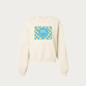 Checkered Smiley Women's Crewneck