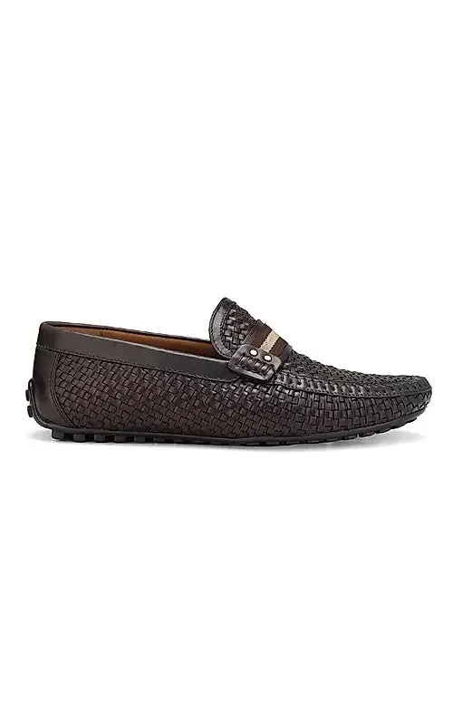 Coffee Textured Leather Moccasins