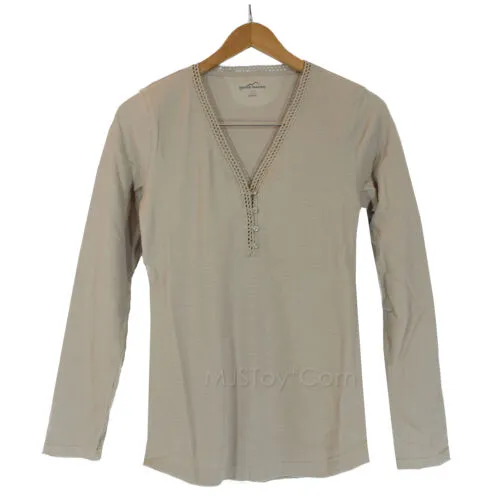 NWT Eddie Bauer Henley Thermal Shirt 3 Button V-Neck Women T-Shirt 6 Colors S-XL
