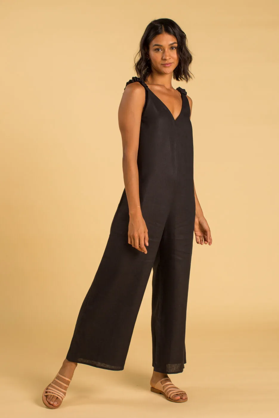PANAREA Linen Jumper - Black
