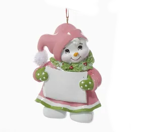 Snow Kid Ornament - Girl - Pink Hat
