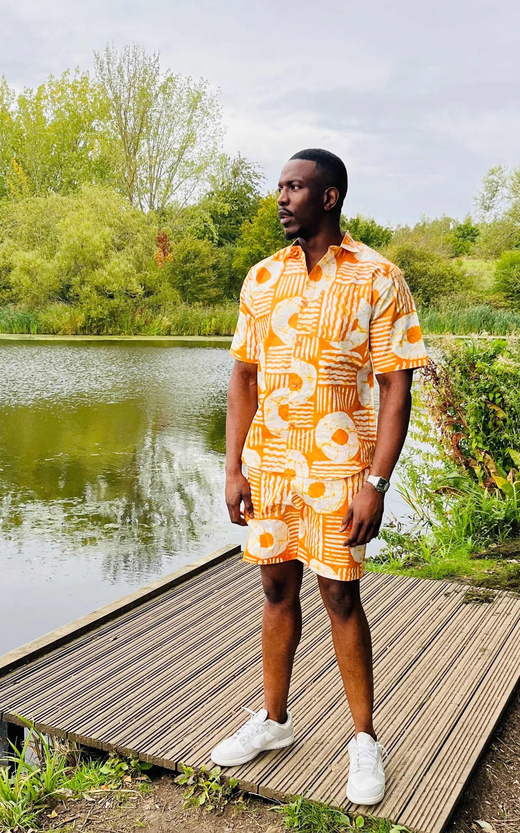 The Laolu Ankara African Print Men Shirt in Yellow
